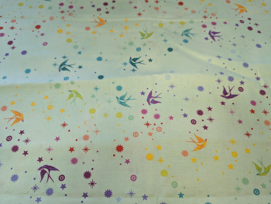 Rainbow Birds Embroidered Minky Blanket